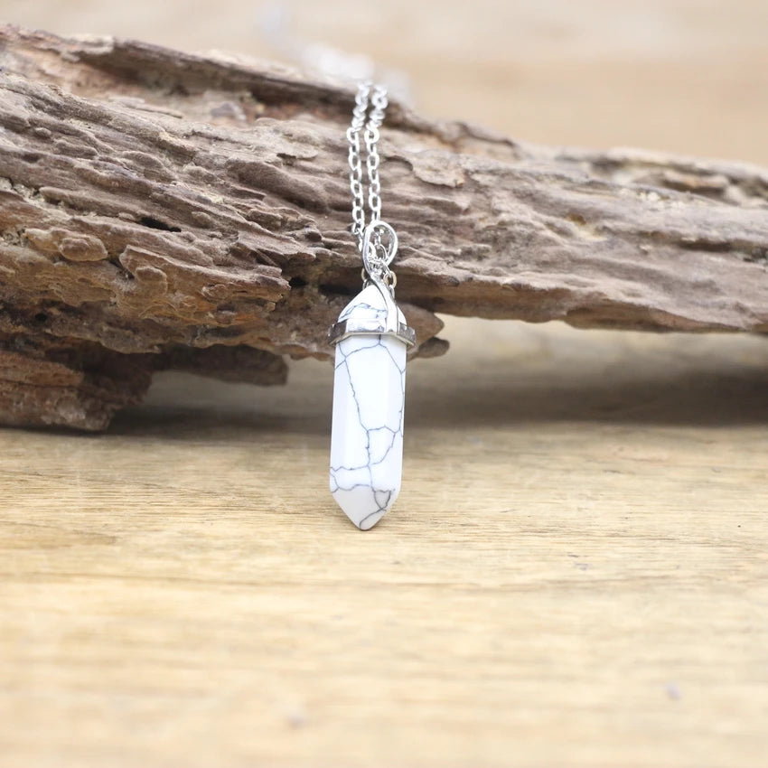 Crown/Throat Chakra White Turquoise Silver Necklace
