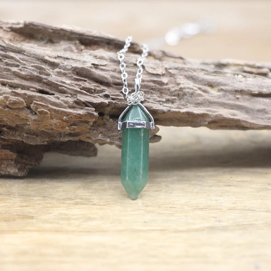 Heart Chakra Aventurine Pendant Necklace Silver