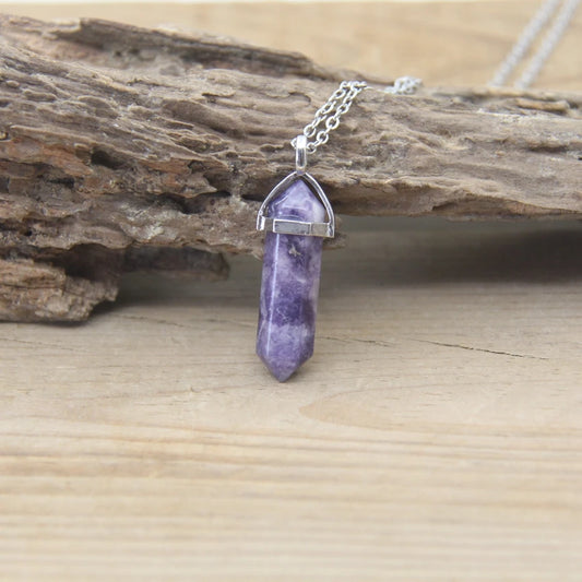 Heart/Crown Chakra Kunzite Pendant Silver